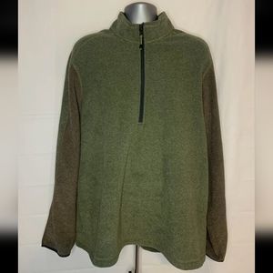 Eddie Bauer Green & Brown Long Sleeve 1/4 Zip Sweater Mens Size 2XL XXL